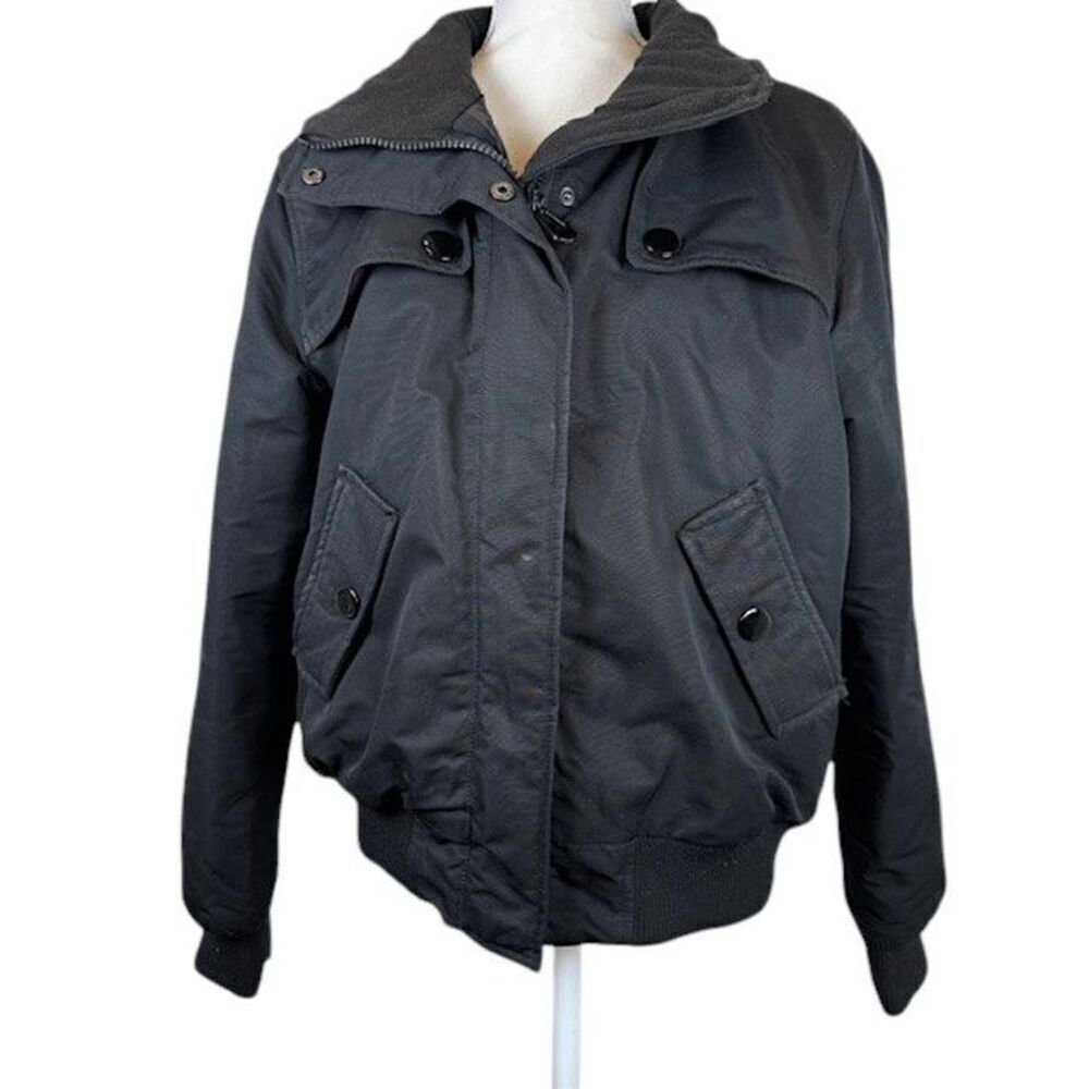 Barneys New York Black Bomber‎ Coat Lined Quilted Interior FOR REPAIR Size Large